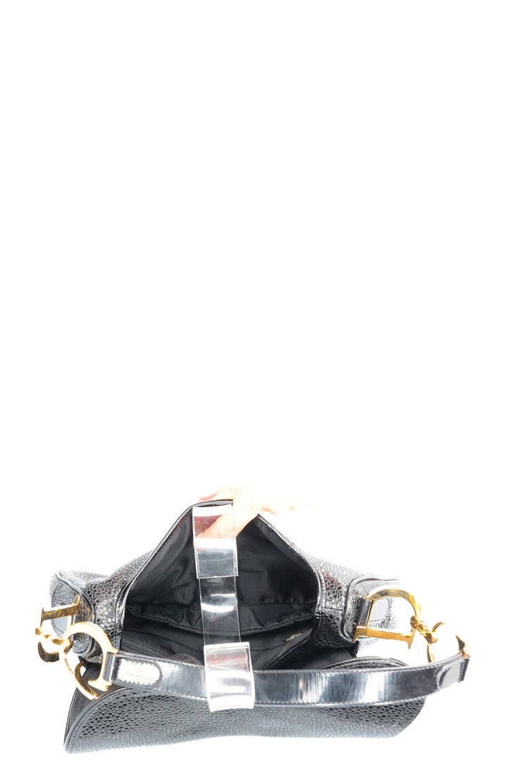 CHRISTIAN DIOR Vintage Double Saddle Bag Black