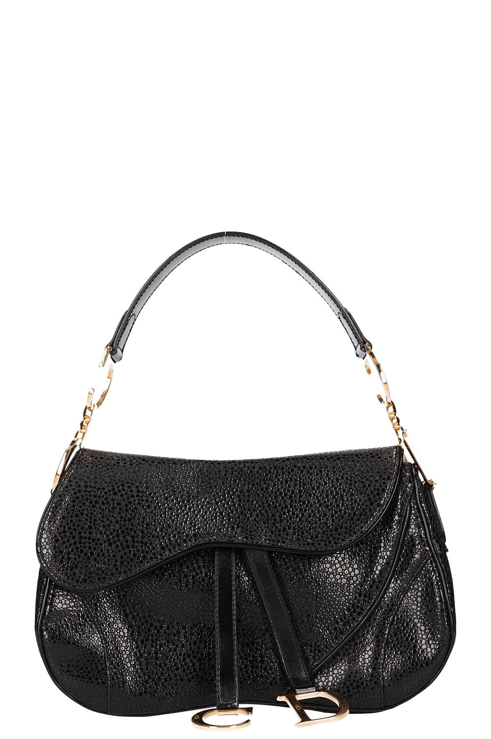 CHRISTIAN DIOR Vintage Double Saddle Bag Black