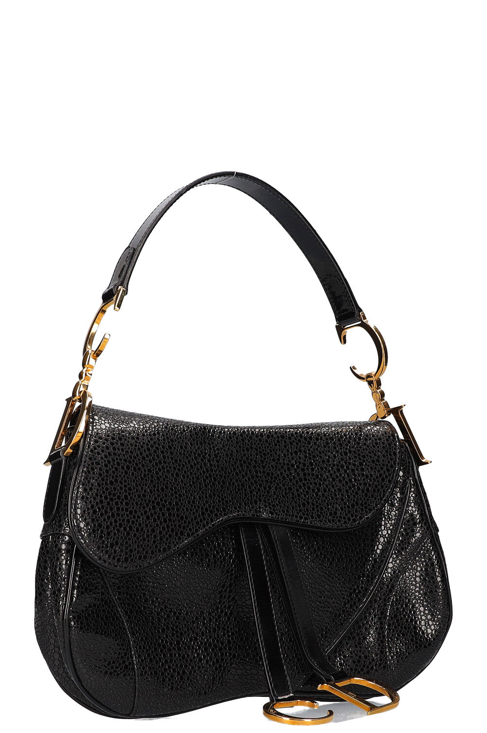CHRISTIAN DIOR Vintage Double Saddle Bag Black
