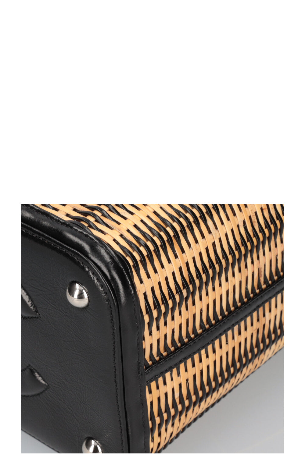 CHANEL Medium Raffia, Rattan Vanity Case Black & Beige