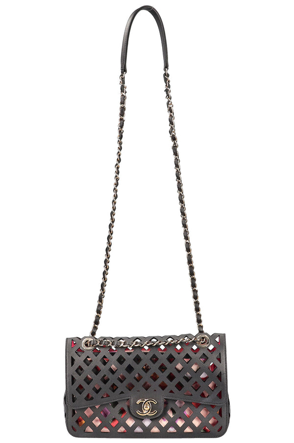 CHANEL Voir à travers le sac à rabat Noir