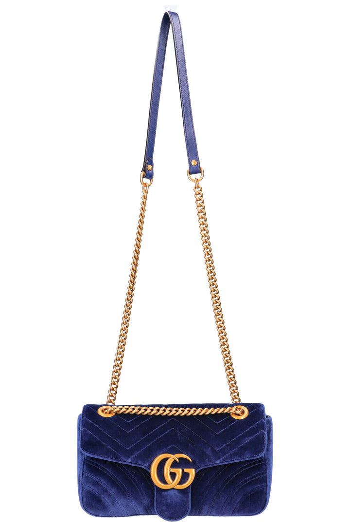 GUCCI Marmont Sac Velours Bleu 