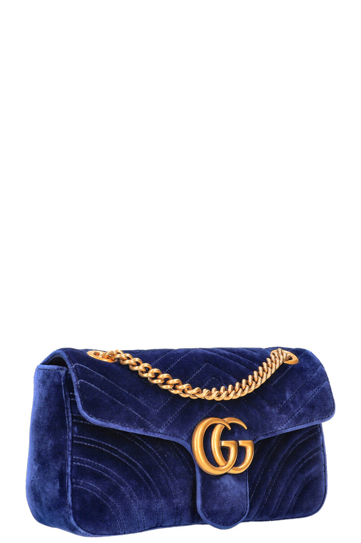 GUCCI Marmont Sac Velours Bleu 
