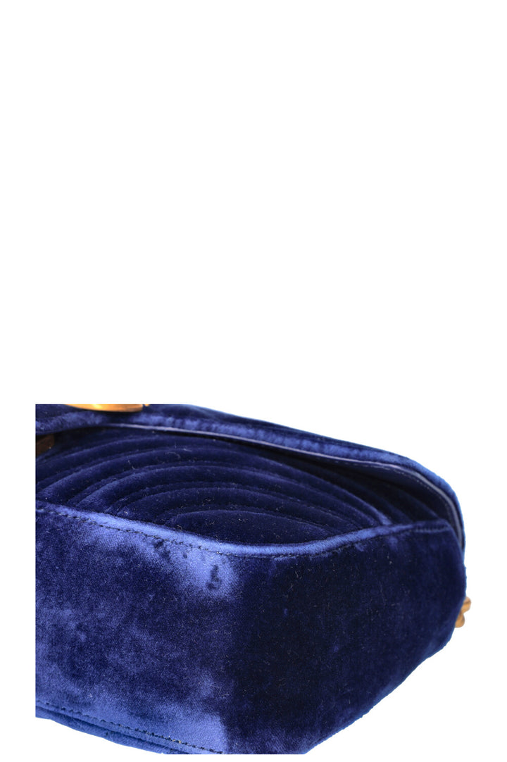 GUCCI Marmont Sac Velours Bleu 
