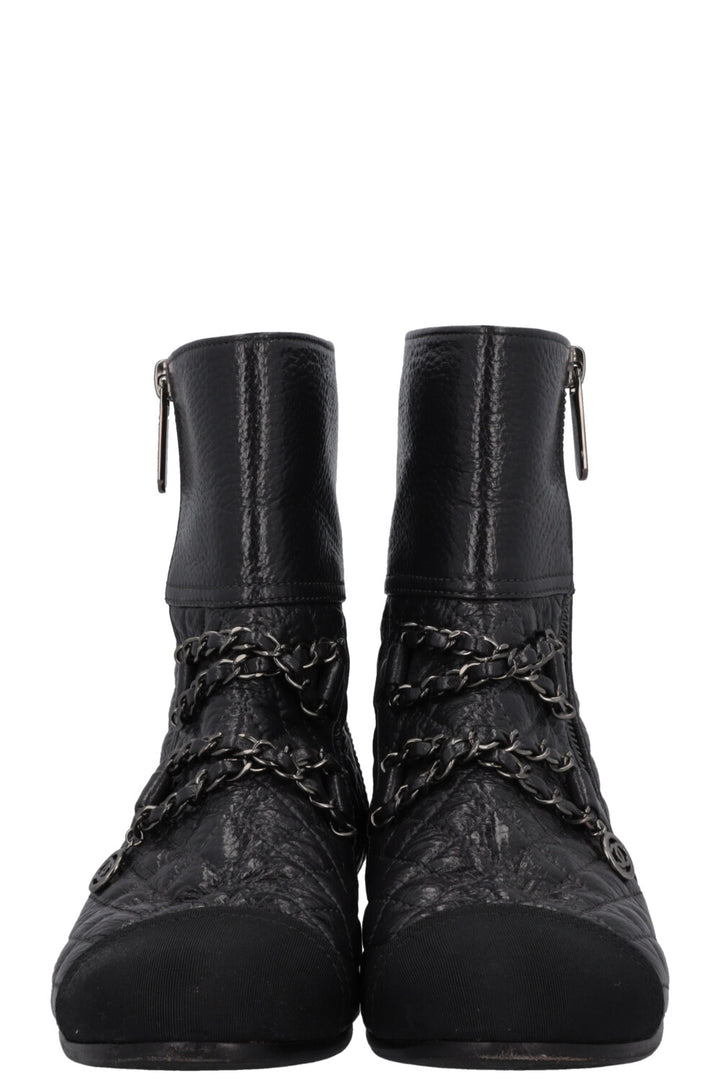 CHANEL 2018 Boots Quilted Leather Black