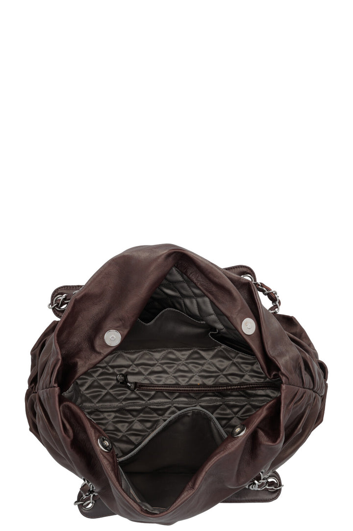 CHANEL Chain CC Tote Bag Brown Leather