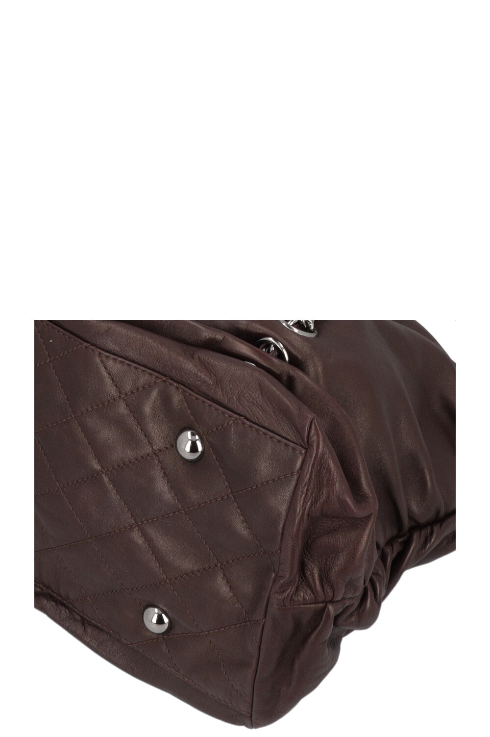 CHANEL Chain CC Tote Bag Brown Leather