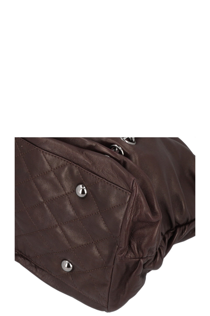 CHANEL Chain CC Tote Bag Brown Leather