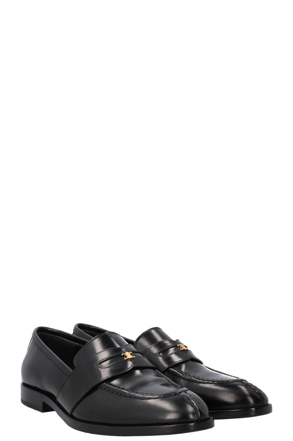 CELINE Malaquais Triomphe Loafers Leather Black