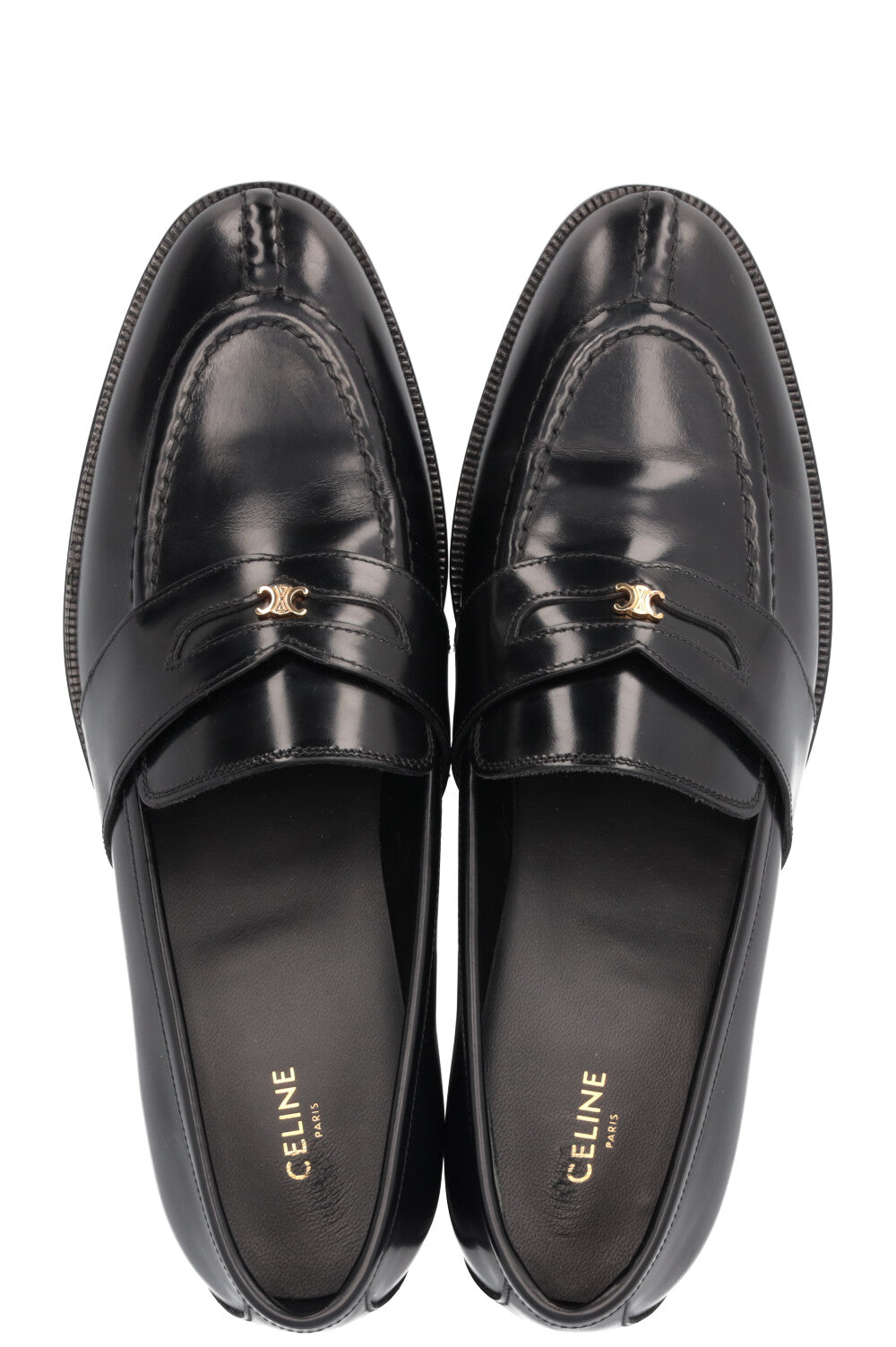 CELINE Malaquais Triomphe Loafers Leather Black