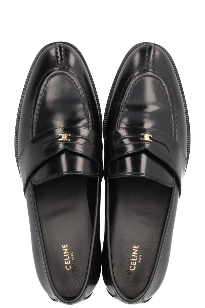 CELINE Malaquais Triomphe Loafers Leather Black