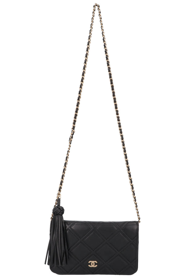 CHANEL Tassle WOC Quilted Leather Black