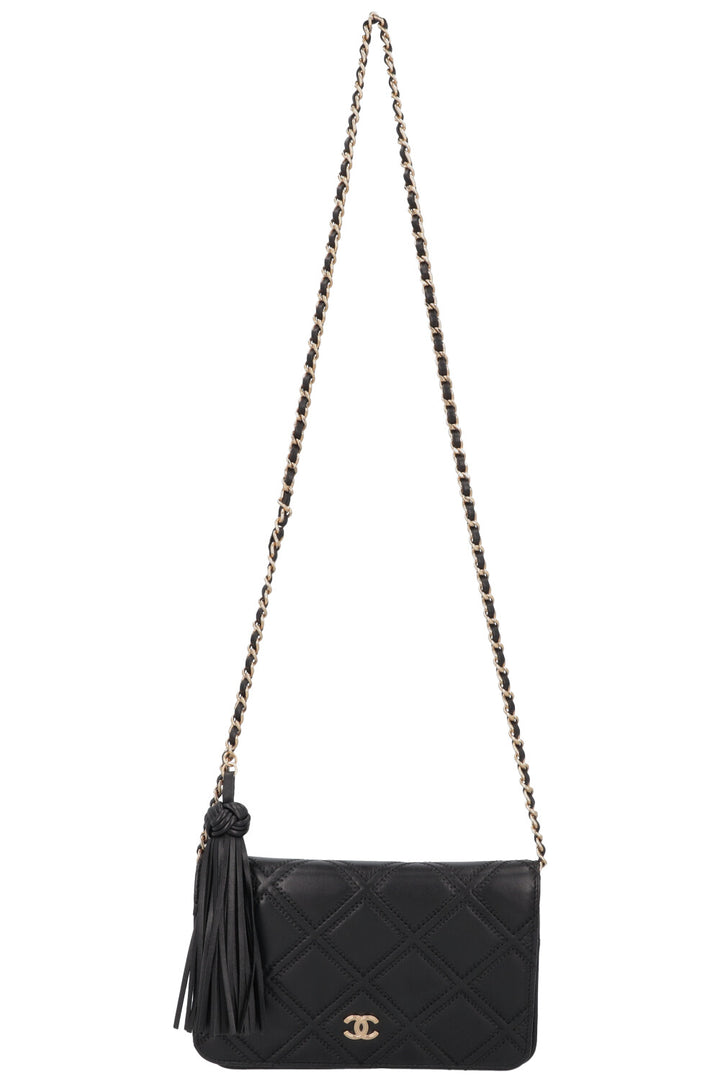 CHANEL Tassle WOC Quilted Leather Black