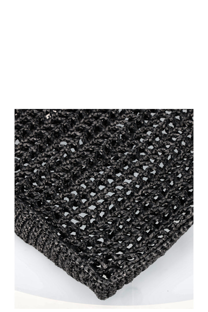 PRADA Crochet Raffia Tote Bag Black