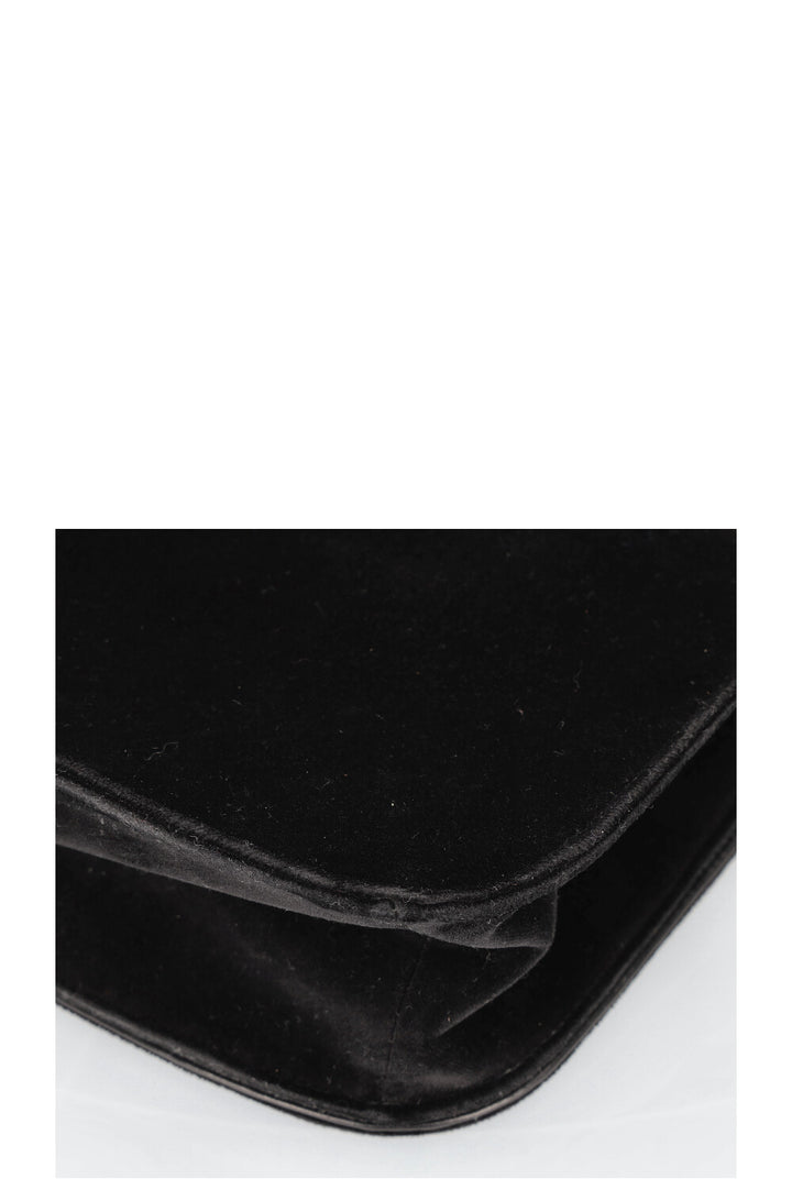 PRADA Pionniere Shoulder Bag Velvet & Leather Black & White