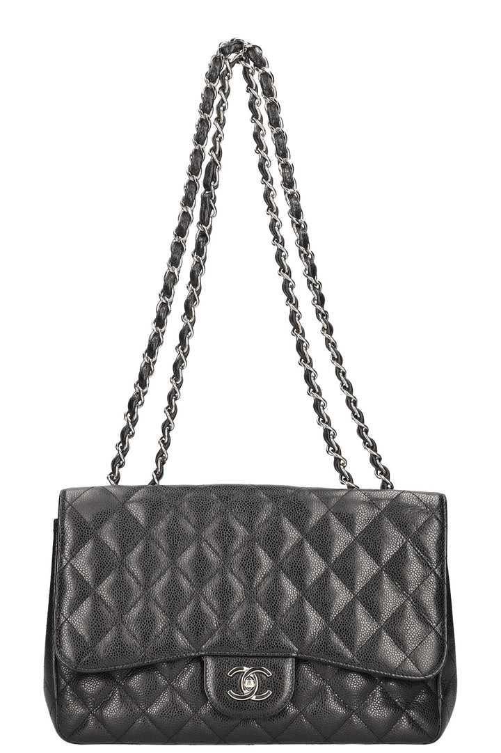 CHANEL Single Flap Jumbo Black Caviar