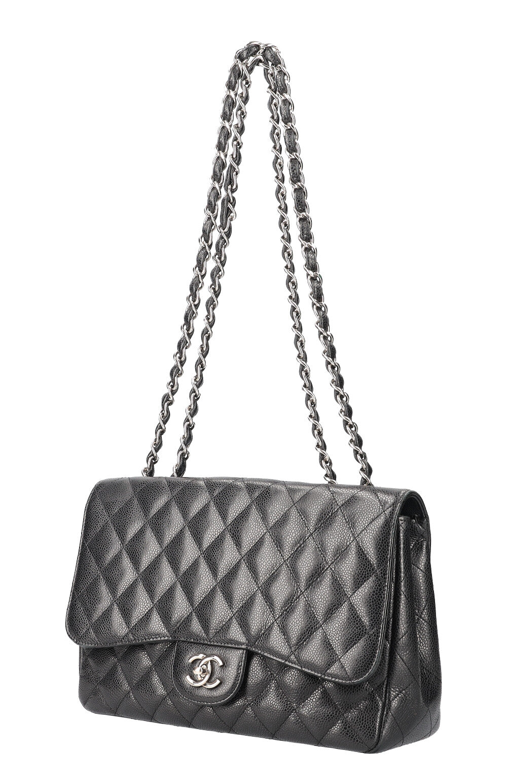 CHANEL Single Flap Jumbo Black Caviar