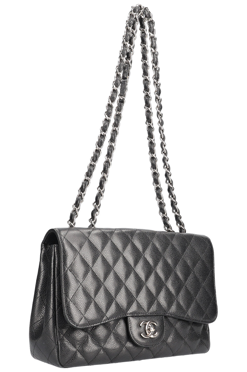 CHANEL Single Flap Jumbo Black Caviar