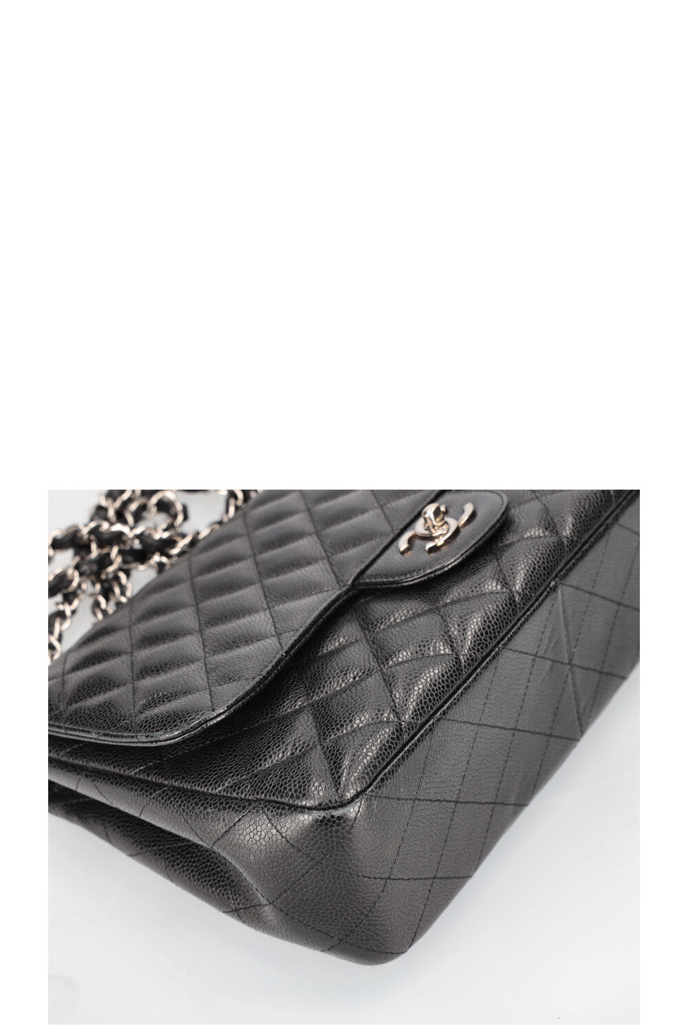 CHANEL Single Flap Jumbo Black Caviar