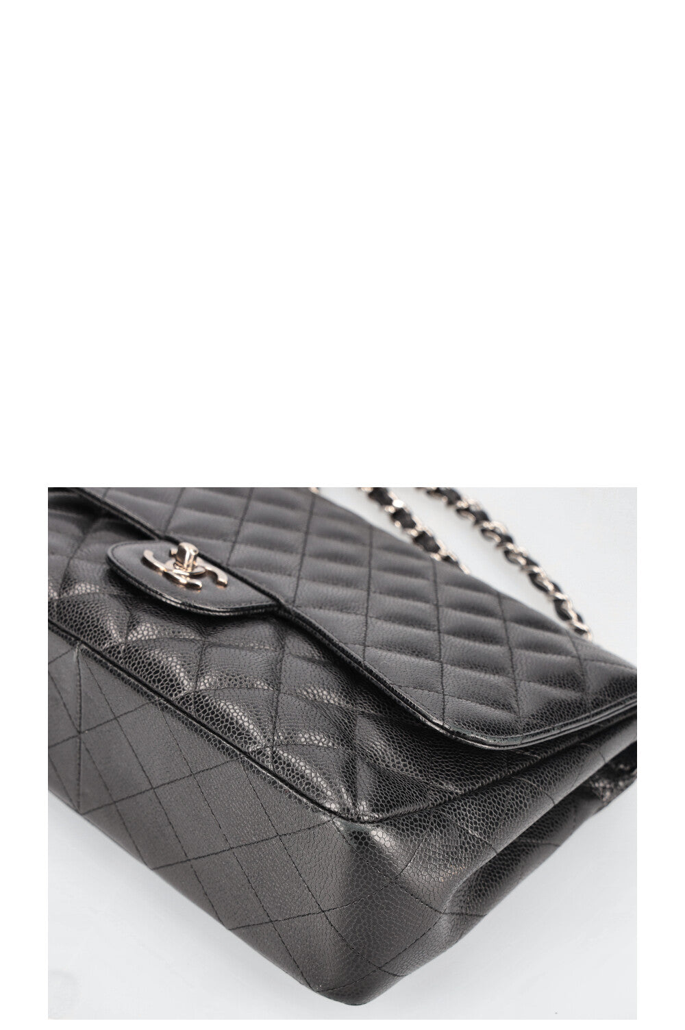 CHANEL Single Flap Jumbo Black Caviar