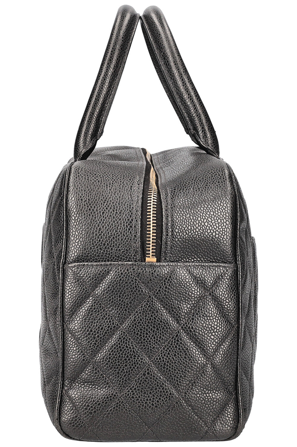 CHANEL Timeless CC Bowler Bag Quilted Caviar Leather Black
