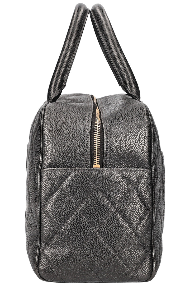 CHANEL Timeless CC Bowler Bag Quilted Caviar Leather Black