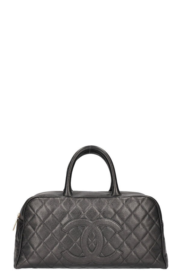 CHANEL Timeless CC Bowler Bag Quilted Caviar Leather Black