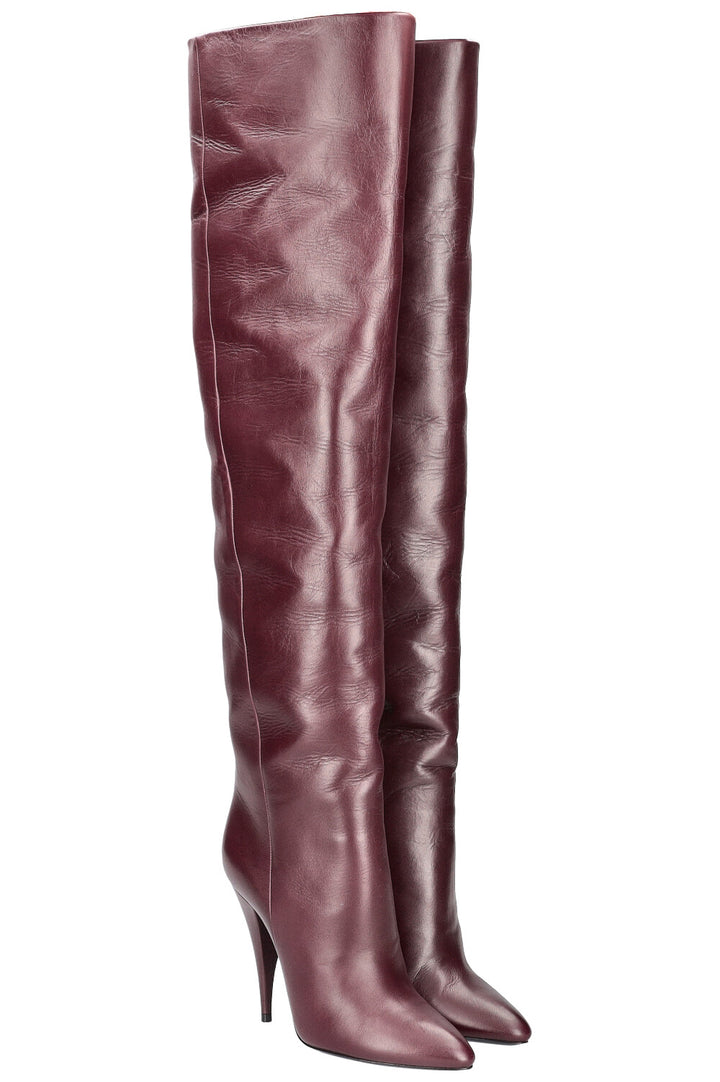 SAINT LAURENT Overknees Burgundy red