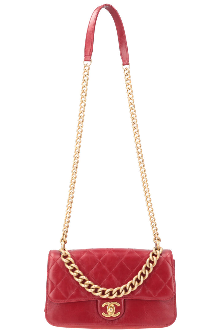 CHANEL Small Single Flap Bag Leather Red