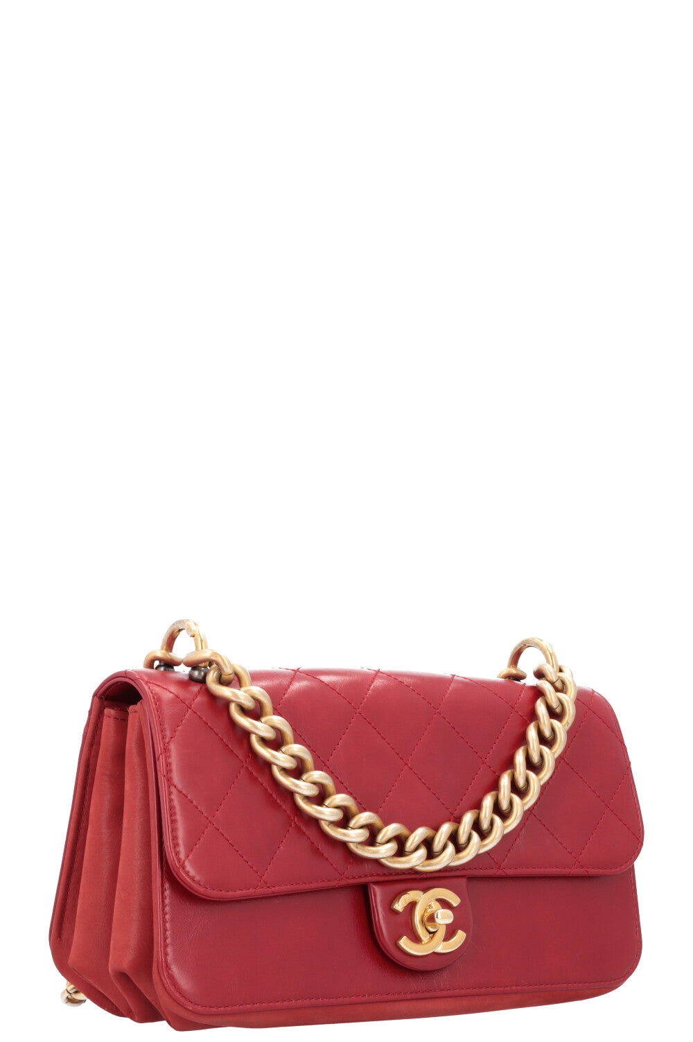 CHANEL Small Single Flap Bag Leather Red