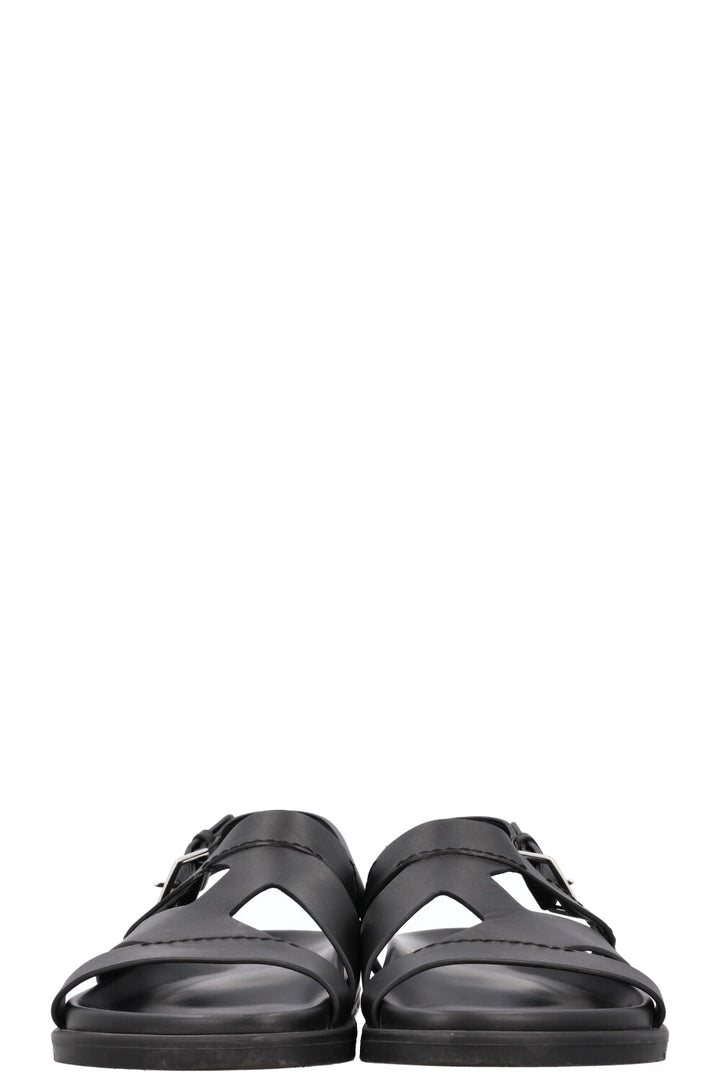 HERMÈS Chronos Sandals Leather Black