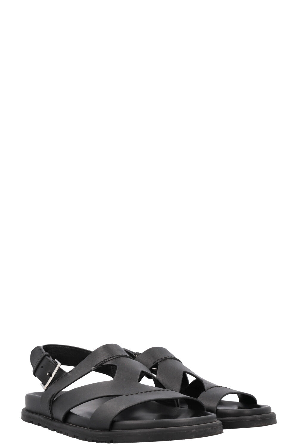 HERMÈS Chronos Sandals Leather Black