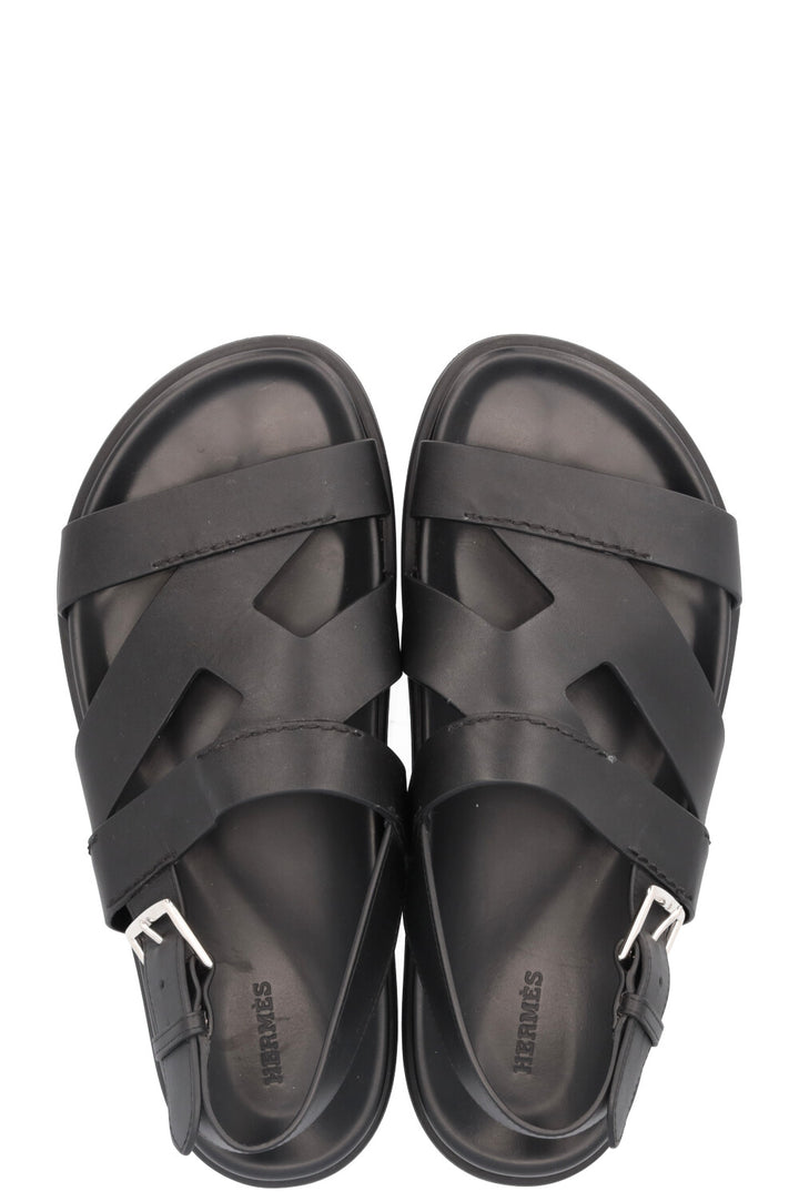 HERMÈS Chronos Sandals Leather Black