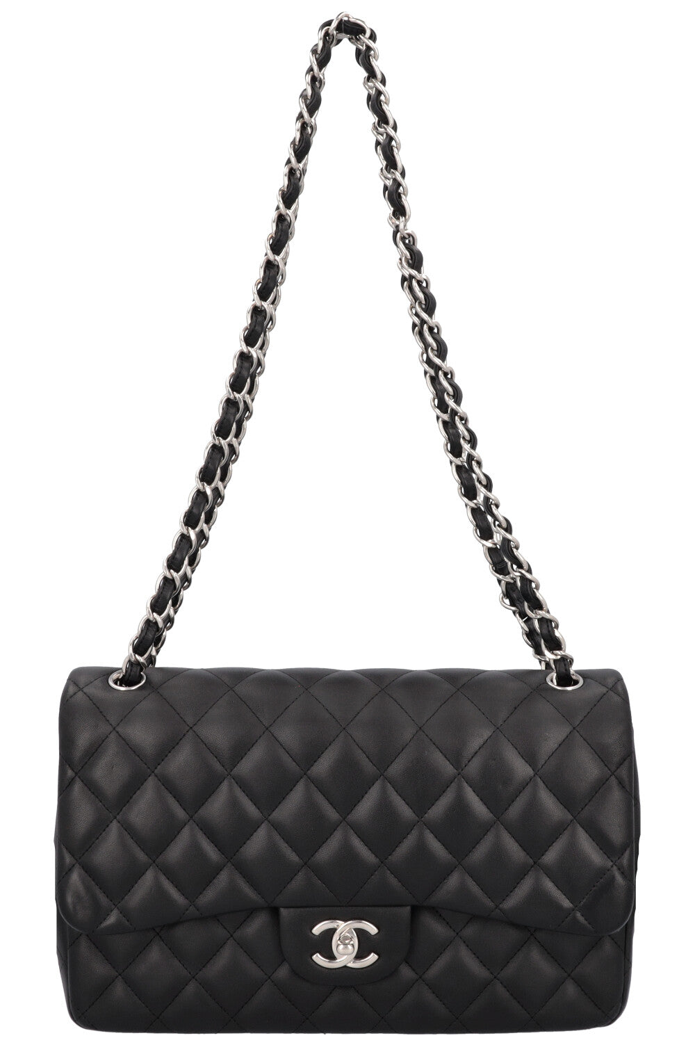 CHANEL Large Double Flap Bag Leather Black
