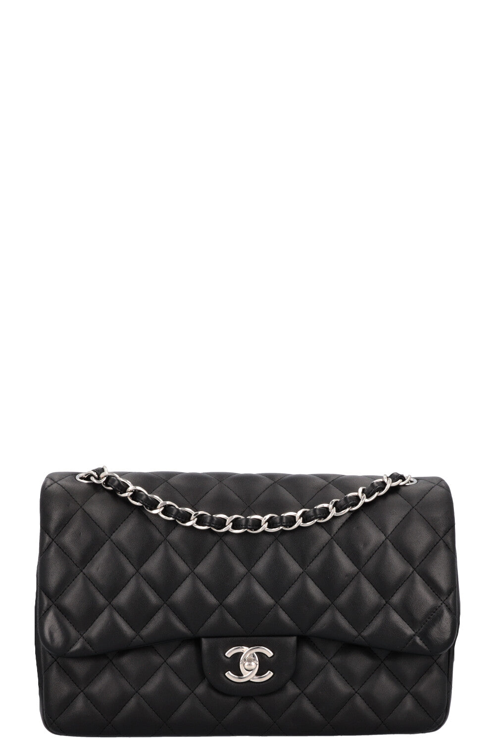 CHANEL Large Double Flap Bag Leather Black