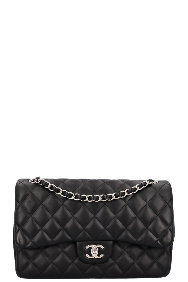 CHANEL Large Double Flap Bag Leather Black