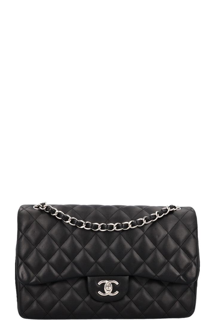 CHANEL Large Double Flap Bag Leather Black