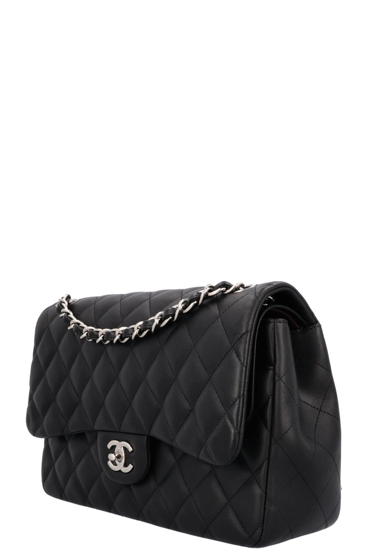 CHANEL Large Double Flap Bag Leather Black