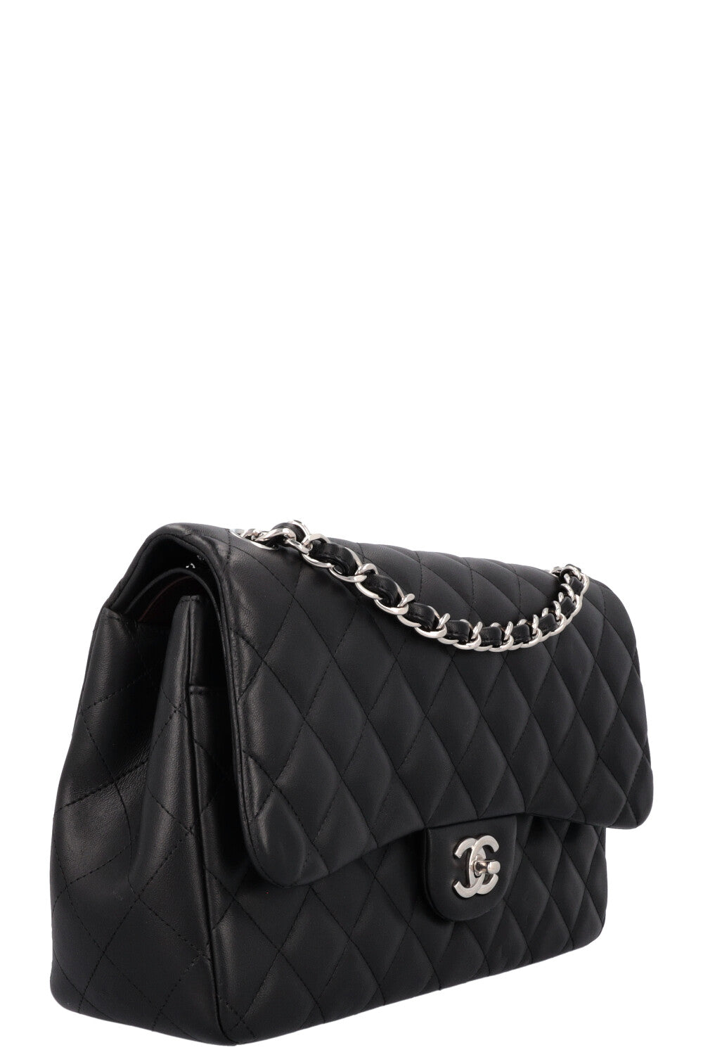 CHANEL Large Double Flap Bag Leather Black