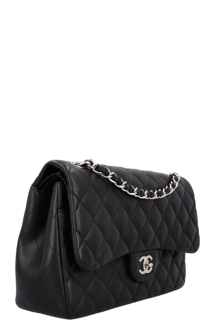 CHANEL Large Double Flap Bag Leather Black