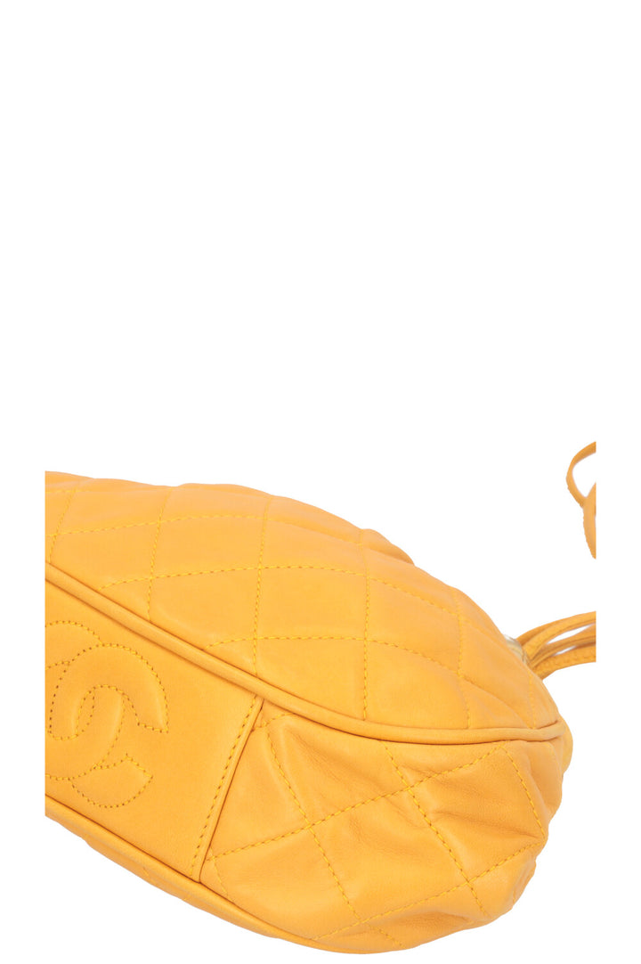 CHANEL Vintage Kiss Lock Clutch Mustard Yellow