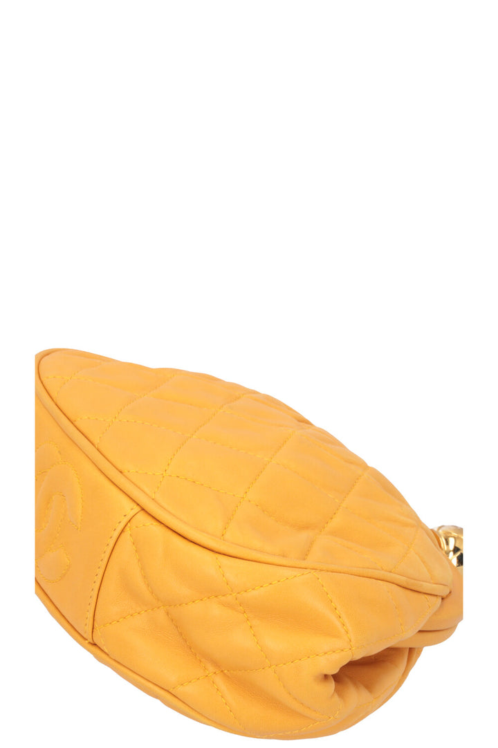 CHANEL Vintage Kiss Lock Clutch Mustard Yellow