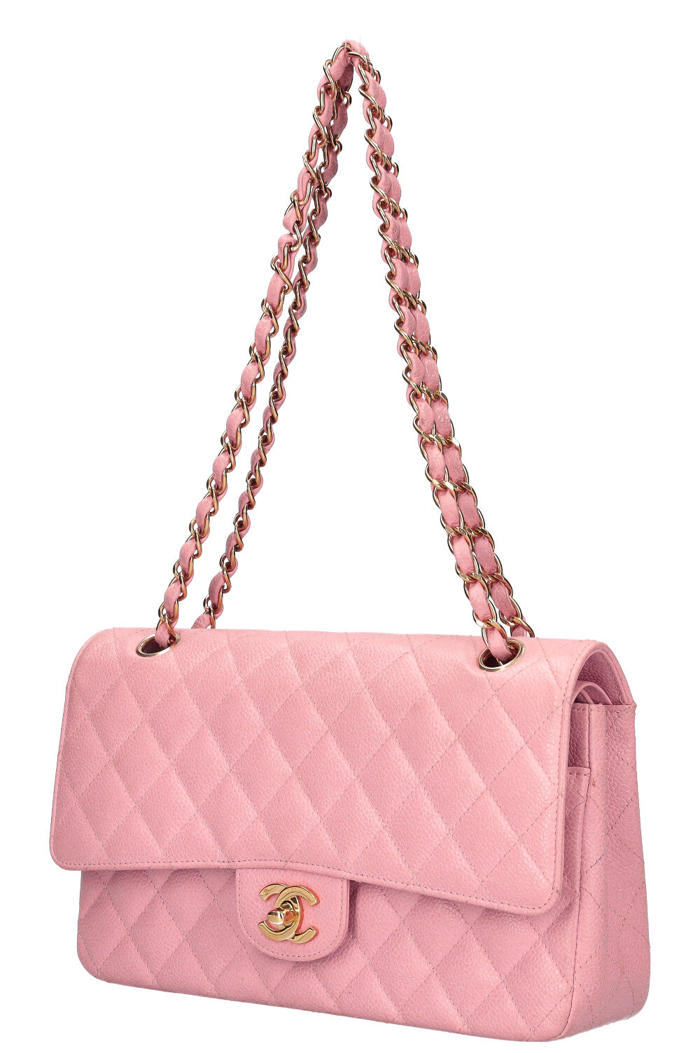 CHANEL Medium Double Flap Bag Caviar Pink