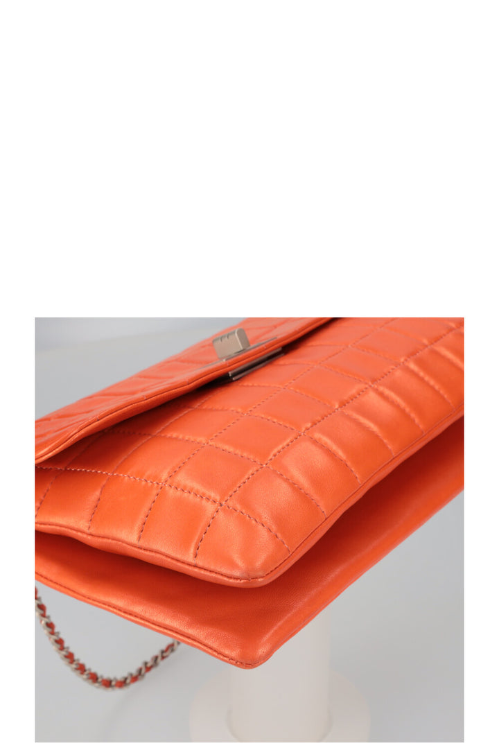 CHANEL Chocolate Bar 2.55 Turnlock Bag Orange