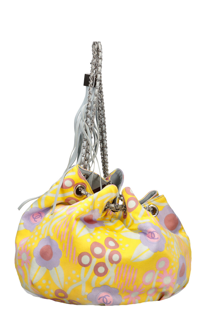 CHANEL Bucket Bag Floral Satin 2003 Summer