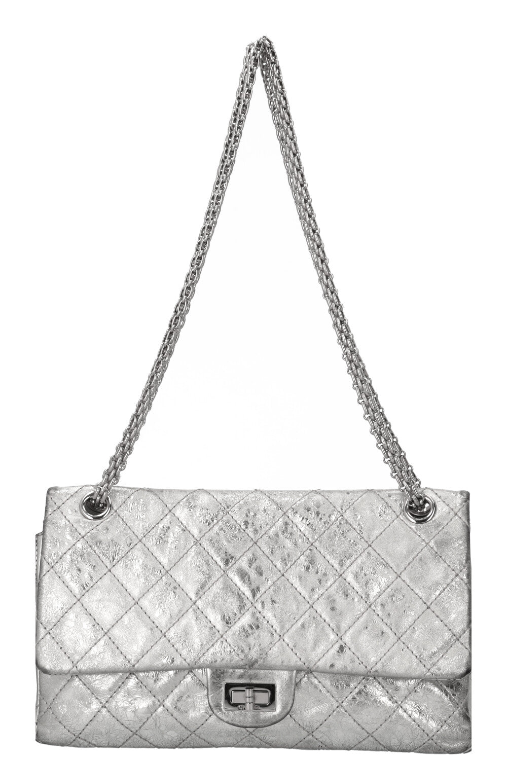 CHANEL 2.55 Double Flap Bag Silver