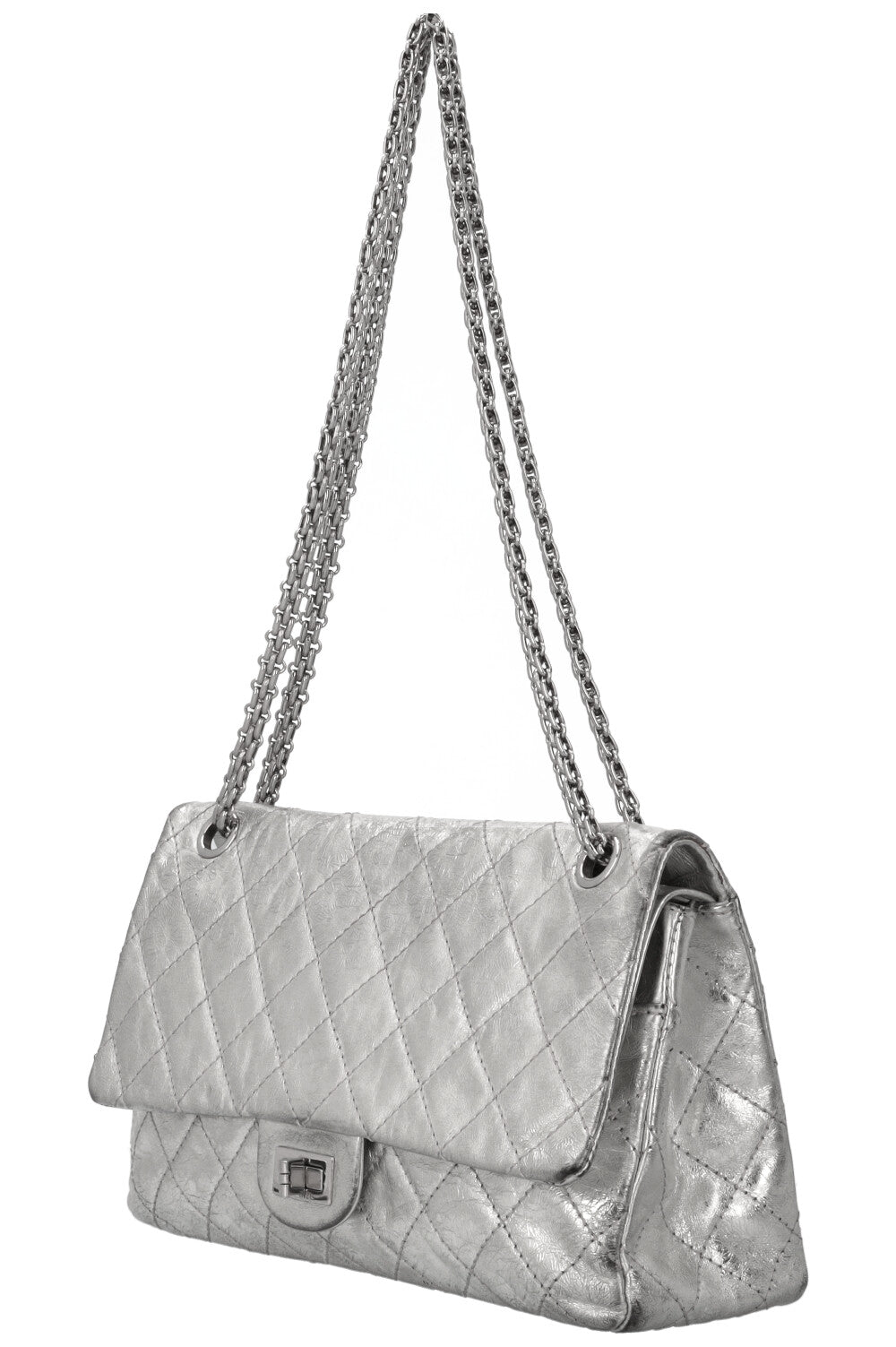 CHANEL 2.55 Double Flap Bag Silver