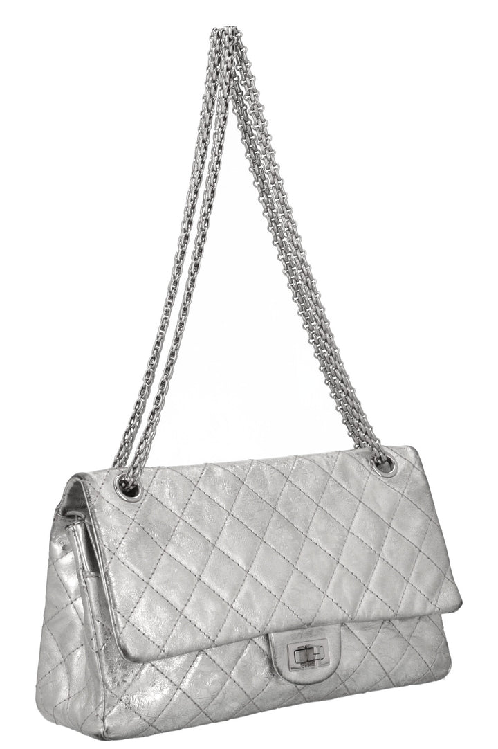 CHANEL 2.55 Double Flap Bag Silver