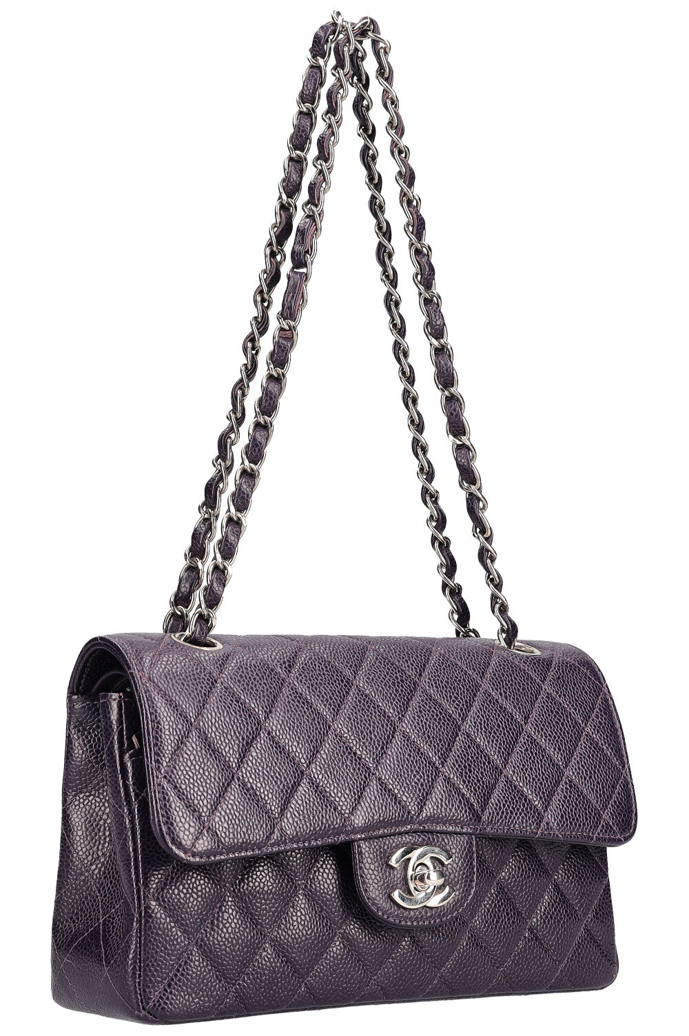 CHANEL Small Double Flap Bag Caviar Purple