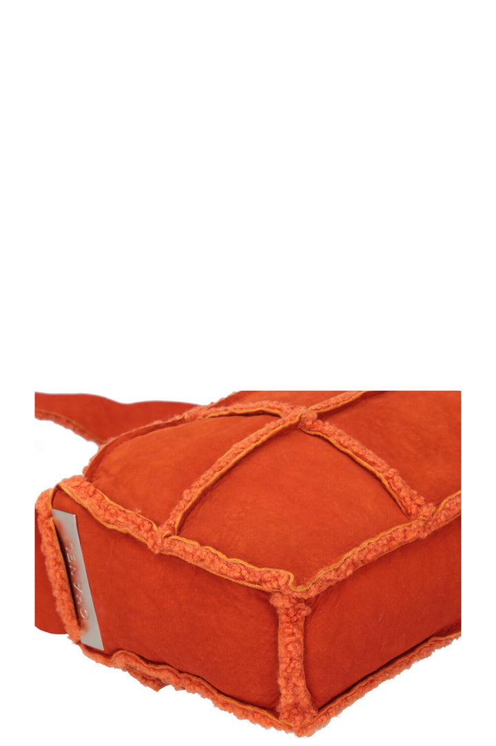 CHANEL Mini Turnlock Bag Shearling Suede Orange